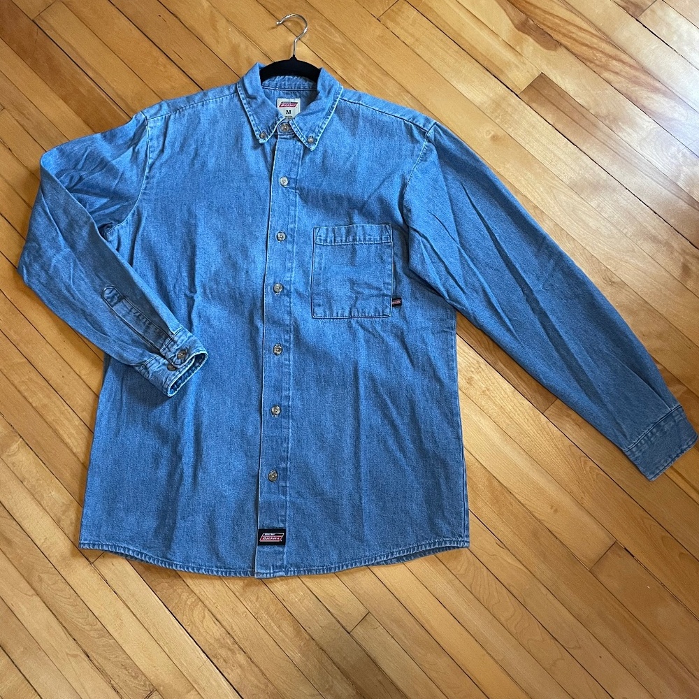 DICKIES Denim Cotton Button Down Shirt Shacket Overshirt Western Utility Unisex